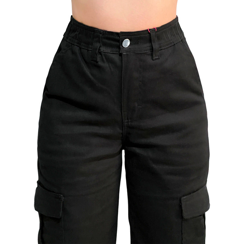 Jogger Cargo Mujer Wide Leg Gabardina Holgado
