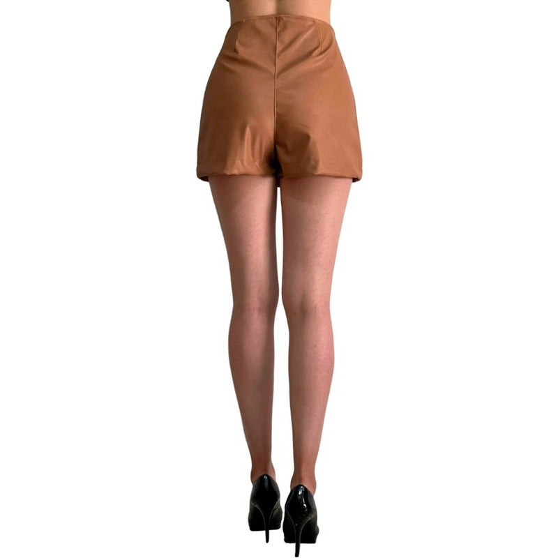 Short Falda Vinipiel Cuatro Botones