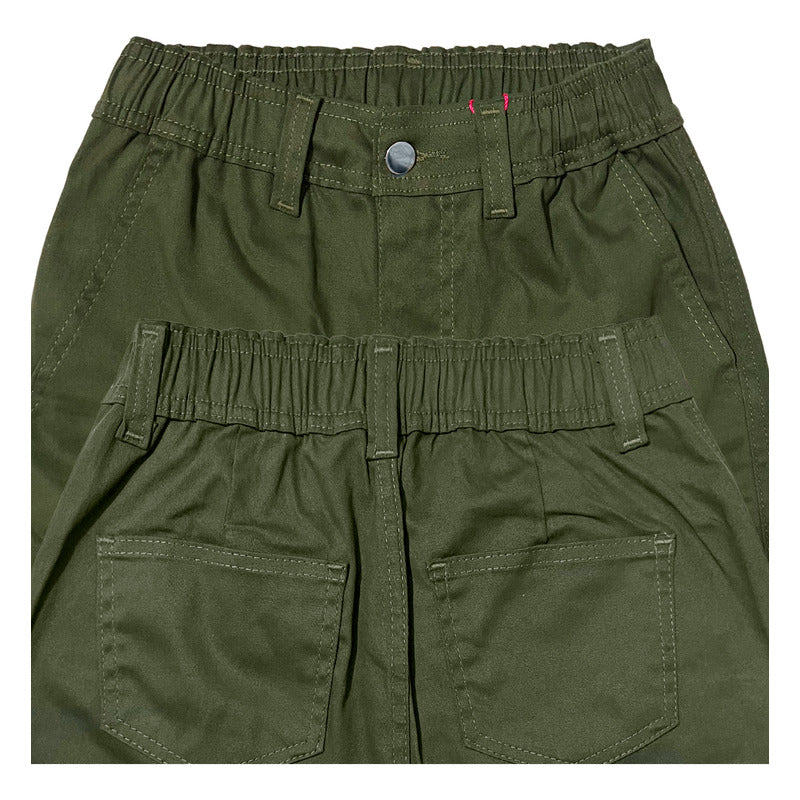 Jogger Cargo Mujer Wide Leg Gabardina Holgado