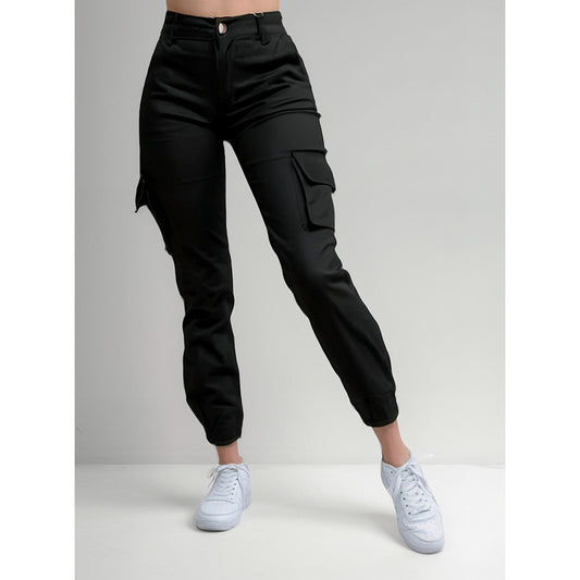 Jogger Cargo Mujer Gabardina Slim Fit Tiro Alto