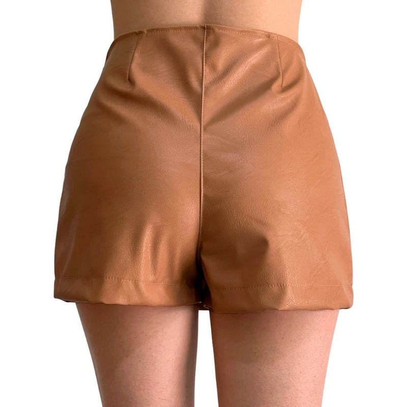 Short Falda Vinipiel Cuatro Botones