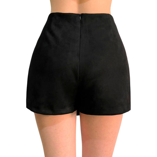 Short Falda Mujer Aterciopelada Con Aro Metálico