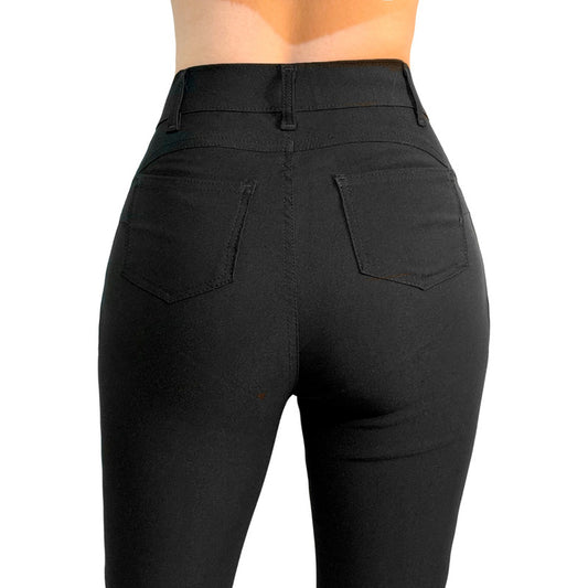 Pantalón Vestir Mujer Stretch Corte Ajustado Tiro Alto