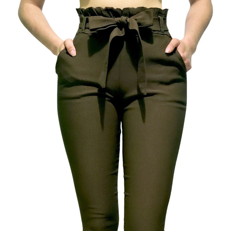 Pantalón Dama Cinturón Moño Cintura Plisada - AIDEE GIAN