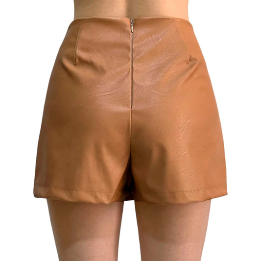 Short Falda Mujer Vinipiel Pu Y Aro Metálico