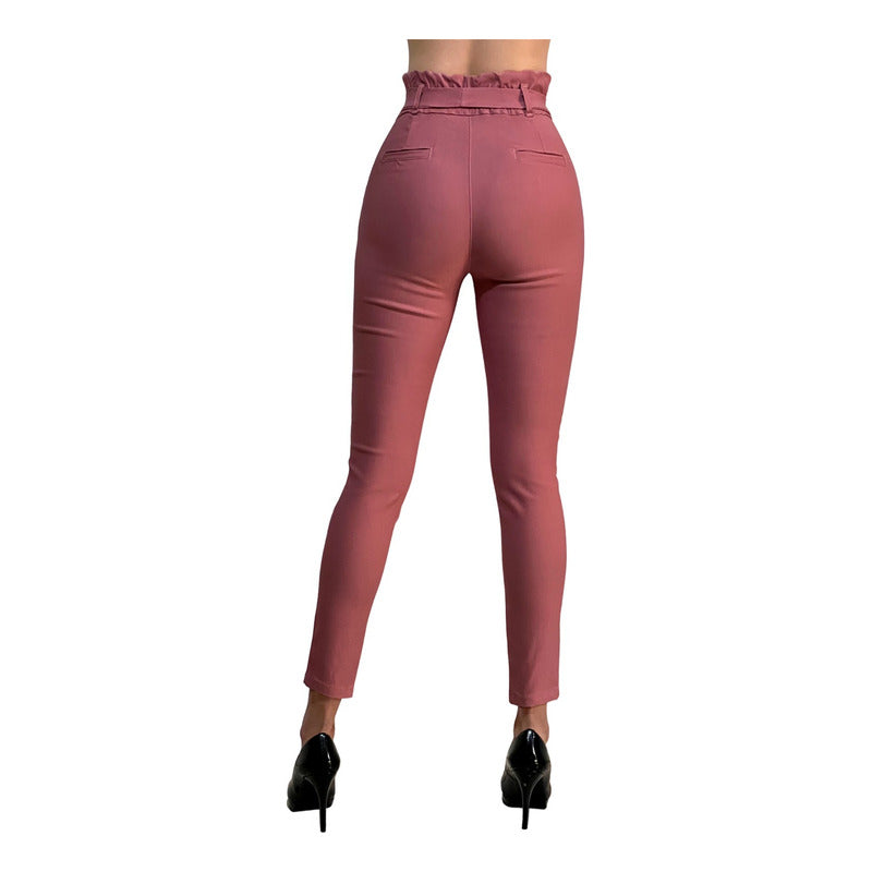 Pantalón Dama Cinturón Moño Cintura Plisada
