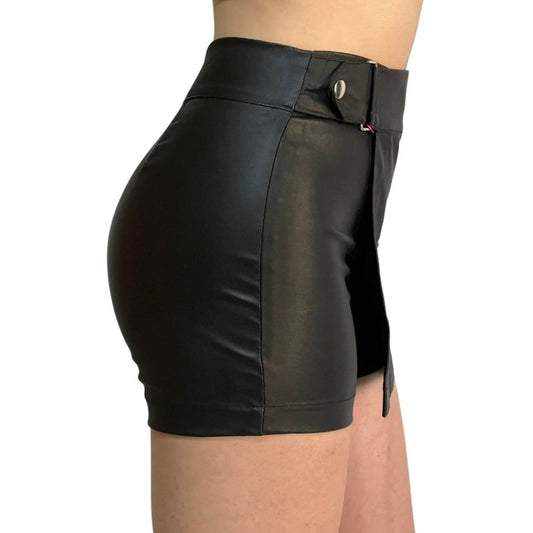 Short Falda 2 Piezas Con Broche Vinipiel + Negro Relieve