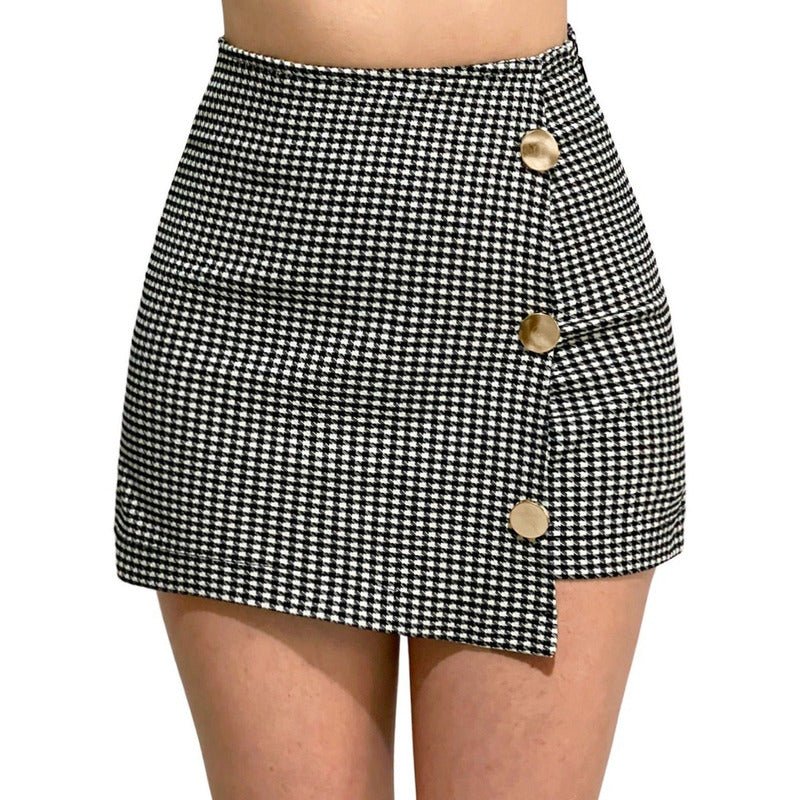 Short Falda Cuadrada Stretch 3 Botones - AIDEE GIAN