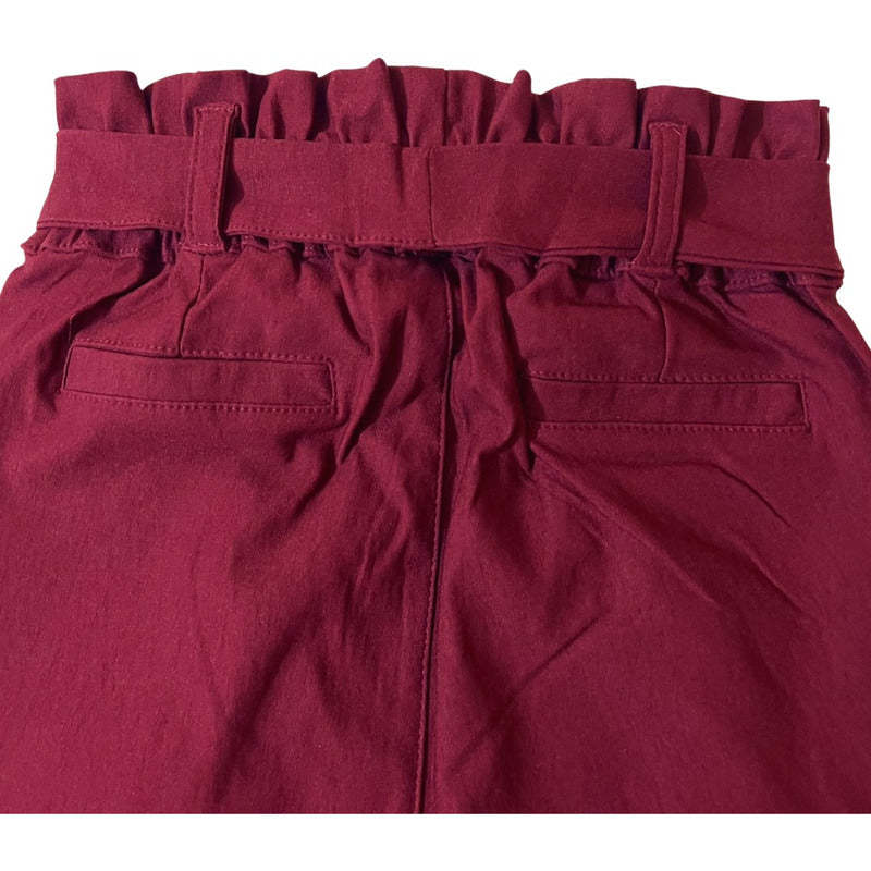 Pantalón Dama Cinturón Moño Cintura Plisada