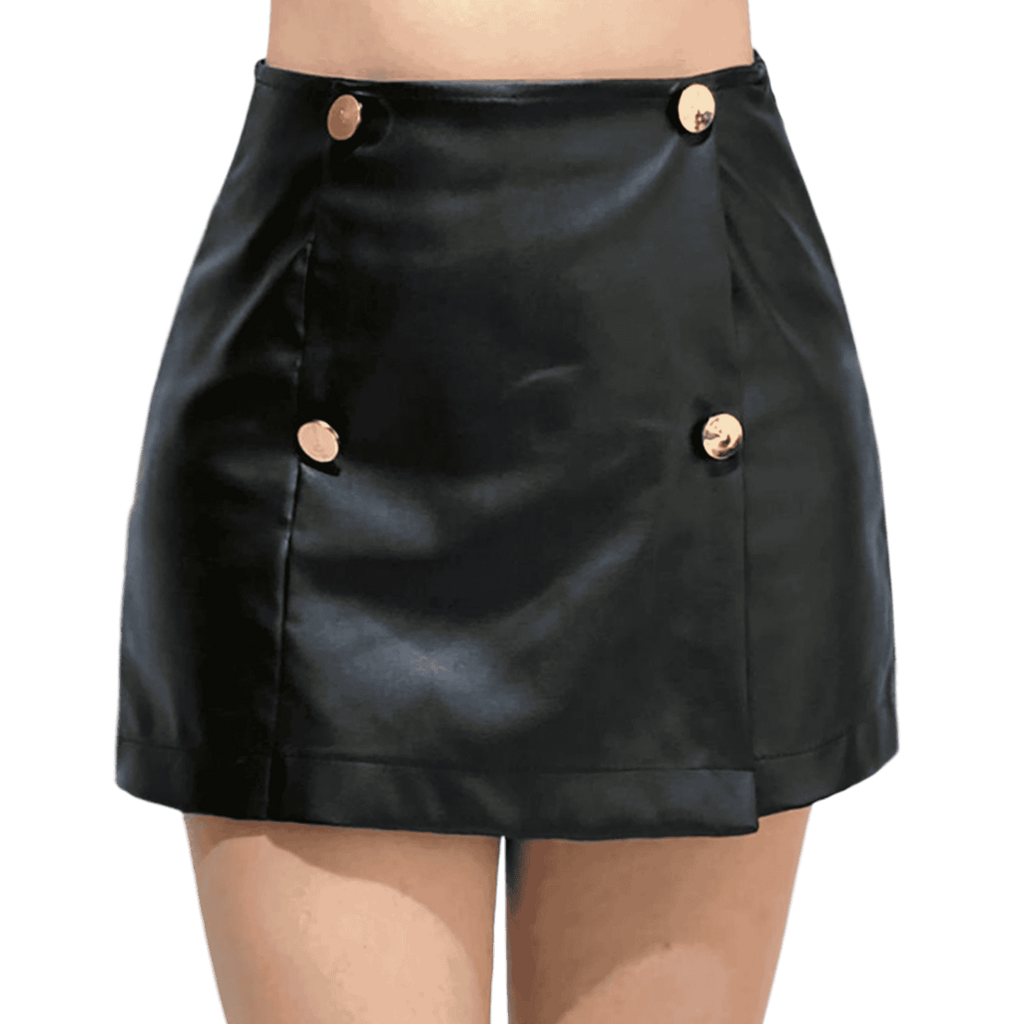Short Falda Vinipiel Cuatro Botones