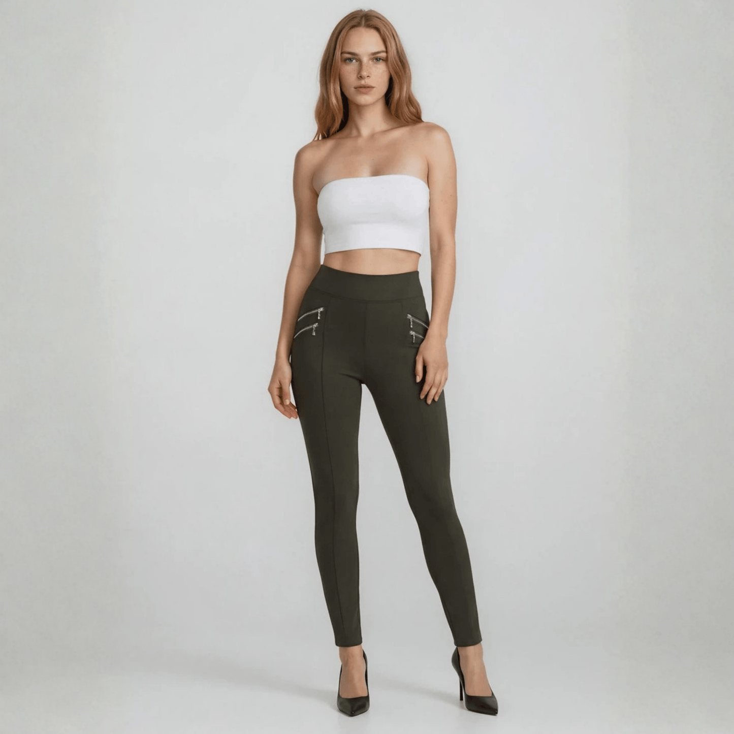 Pantalón Legging Cuatro Cierres Decorativos Skinny - AIDEE GIAN