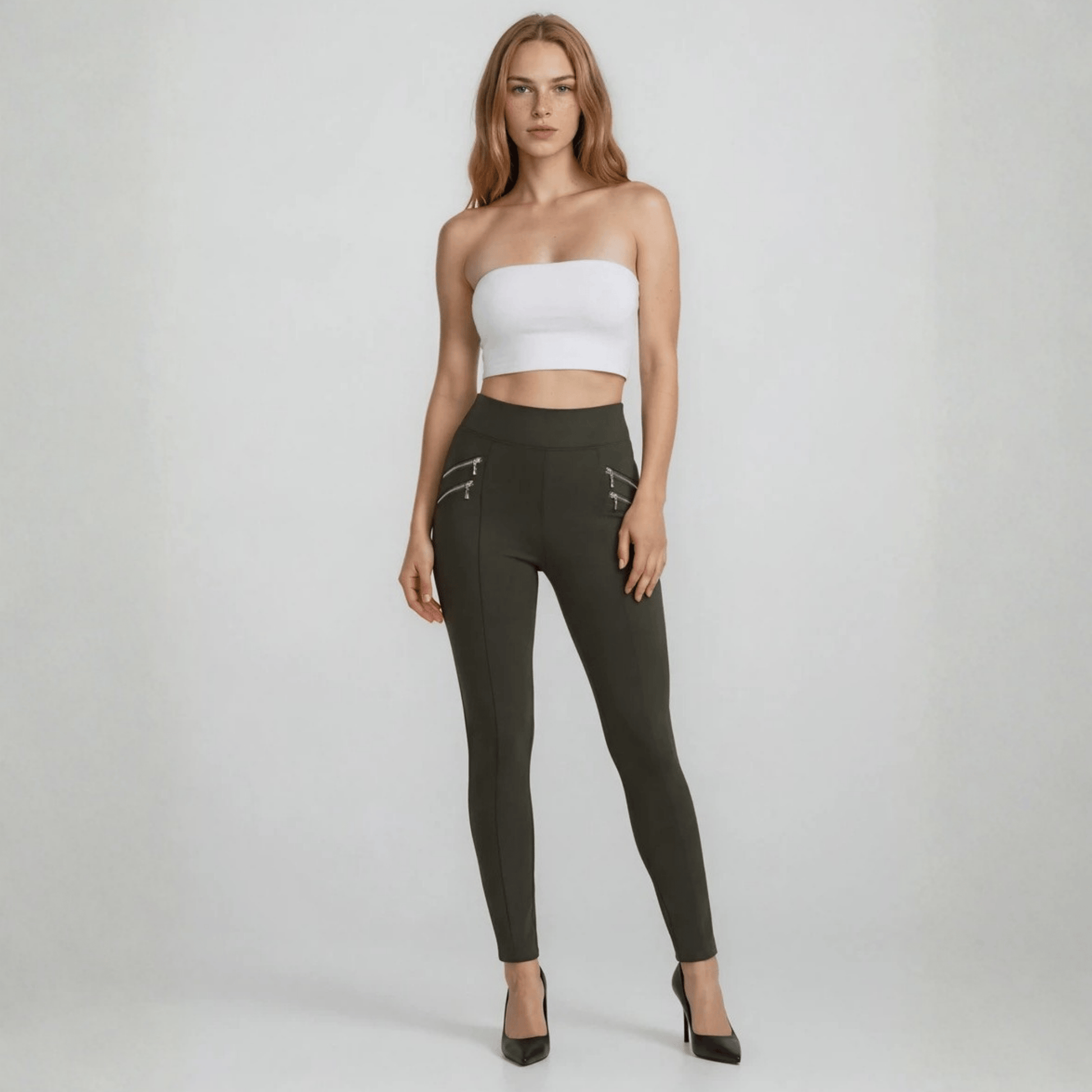 Pantalón Legging Cuatro Cierres Decorativos Skinny - AIDEE GIAN