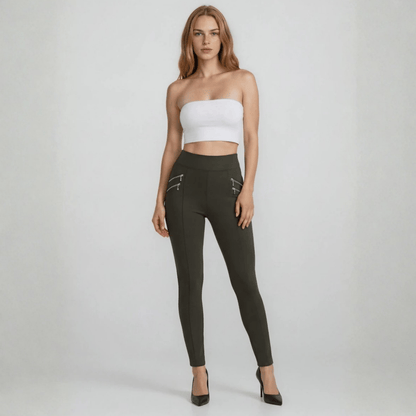 Pantalón Legging Cuatro Cierres Decorativos Skinny - AIDEE GIAN