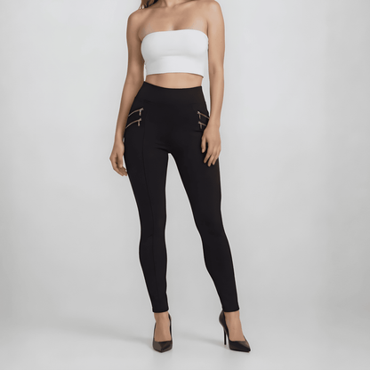 Pantalón Legging Cuatro Cierres Decorativos Skinny - AIDEE GIAN