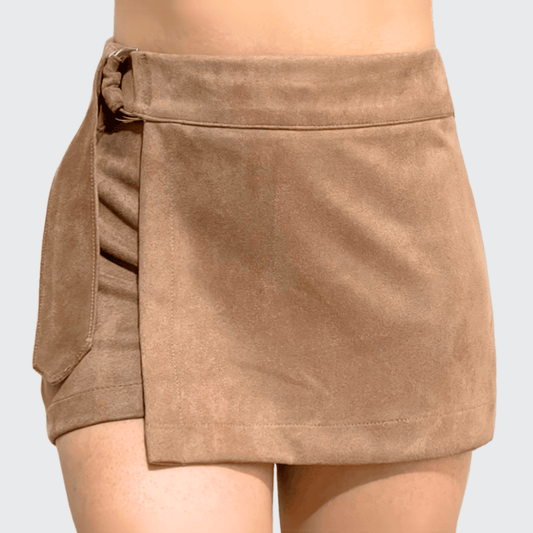 Short Falda Hebilla Metálica Doble D Tacto Aterciopelado - AIDEE GIAN