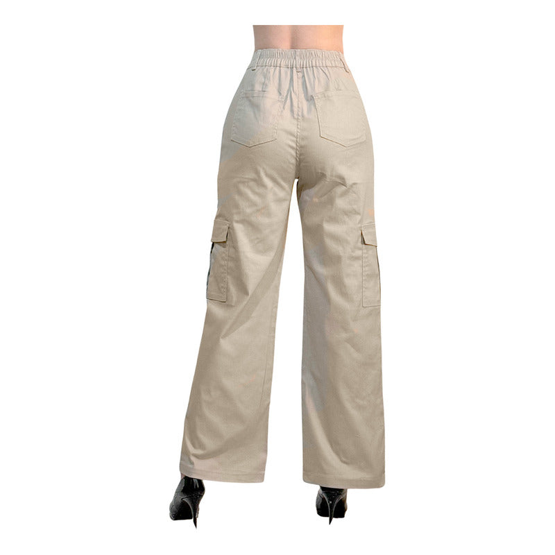 Jogger Cargo Mujer Wide Leg Gabardina Holgado