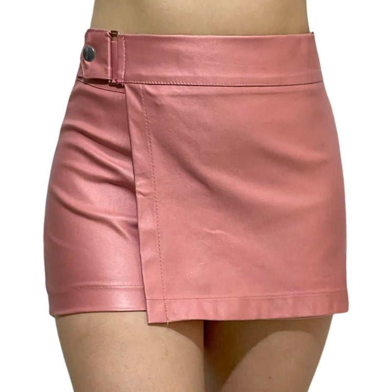 Short Falda 2 Piezas Con Broche Vinipiel + Negro Relieve