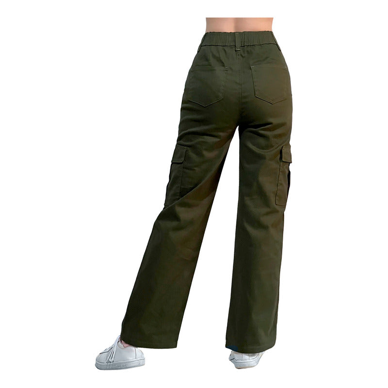 Jogger Cargo Mujer Wide Leg Gabardina Holgado