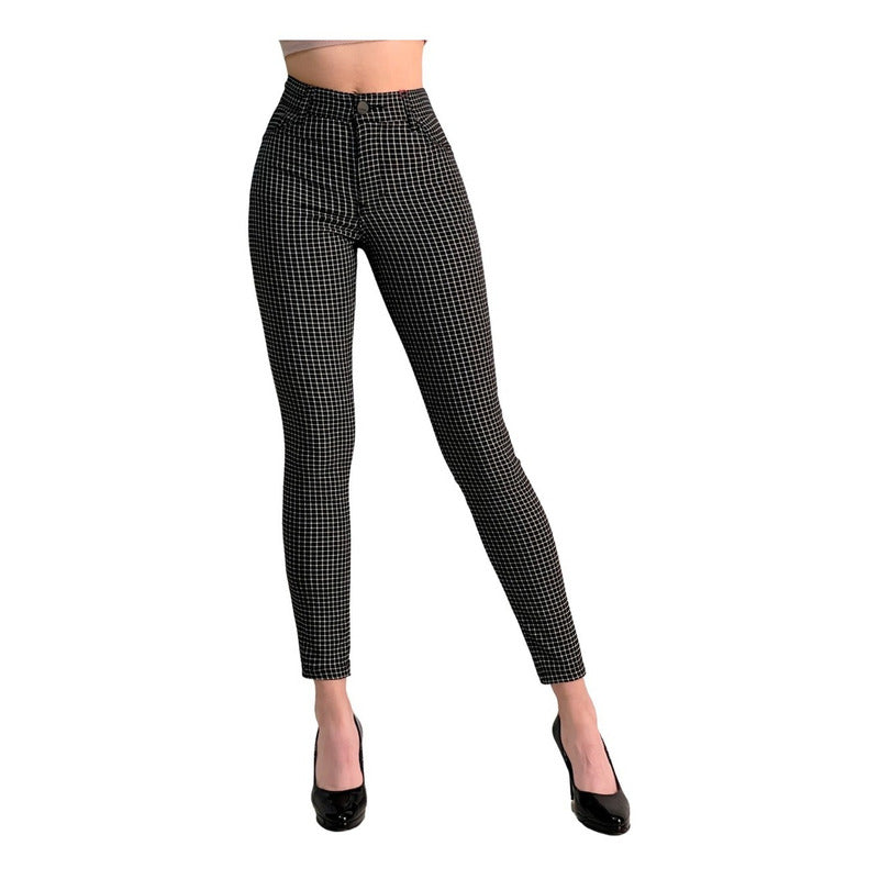 Pantalón Dama Cuadrado Corte Vaquero Tiro Alto