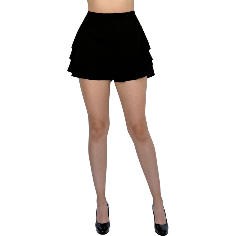 Short Falda A Capas Tiro Alto Stretch