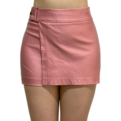 Short Falda 2 Piezas Con Broche Vinipiel + Negro Relieve