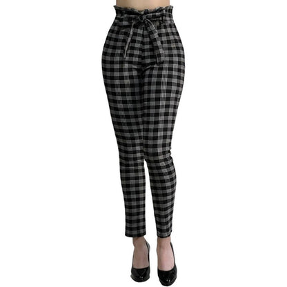 Pantalón Dama Cuadrado Cinturón Moño Cintura Plisada