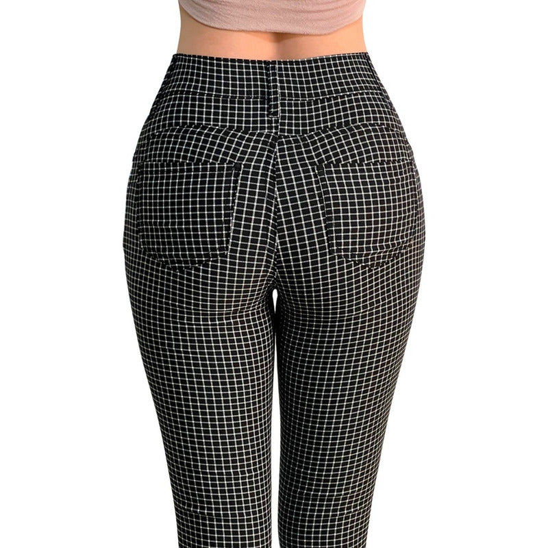 Pantalón Dama Cuadrado Corte Vaquero Tiro Alto