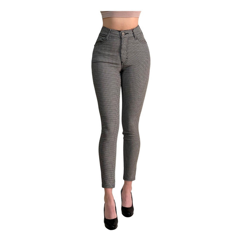 Pantalón Dama Cuadrado Corte Vaquero Tiro Alto