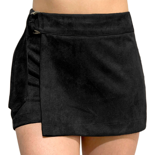 Short Falda Hebilla Metálica Doble D Tacto Aterciopelado