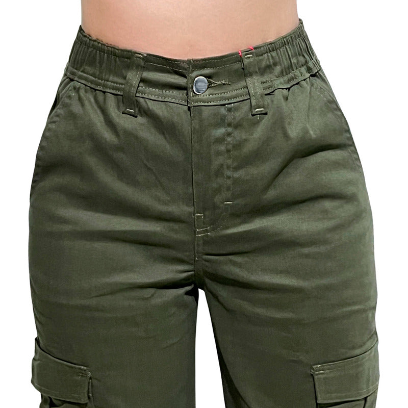 Jogger Cargo Mujer Wide Leg Gabardina Holgado