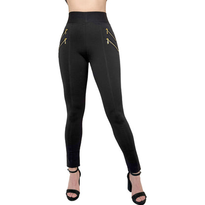 Pantalón Legging Cuatro Cierres Decorativos Skinny