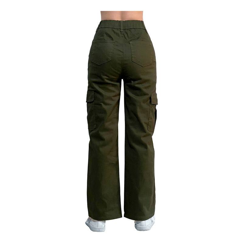 Jogger Cargo Mujer Wide Leg Gabardina Holgado