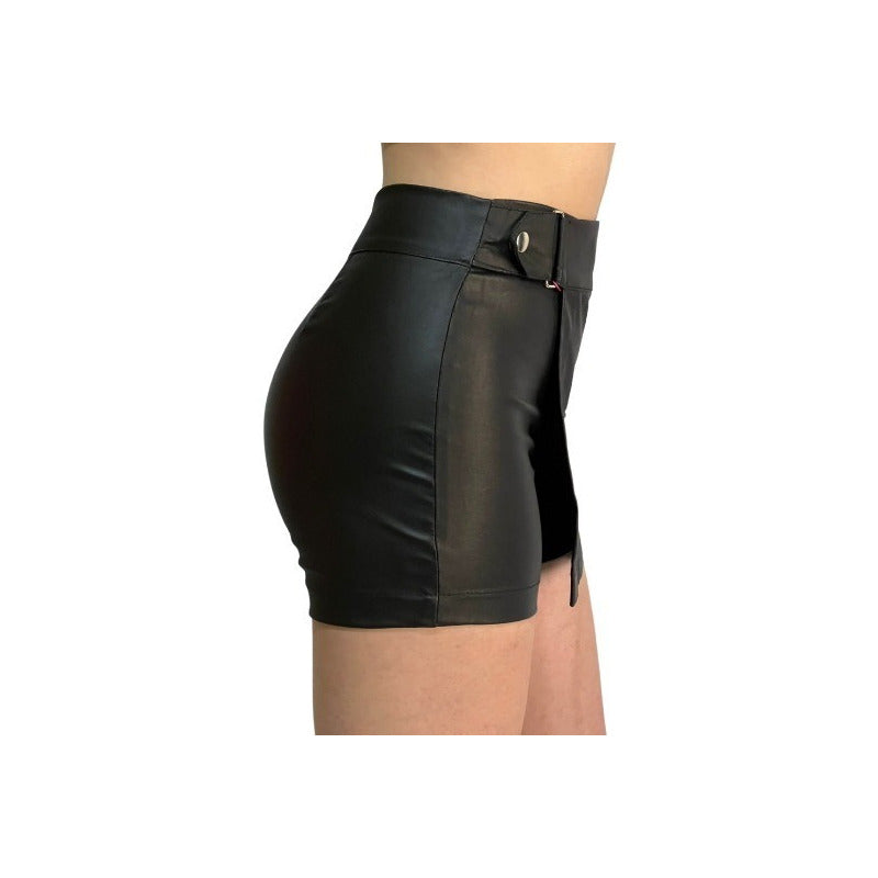 Short Falda 2 Piezas Con Broche Vinipiel + Negro Relieve