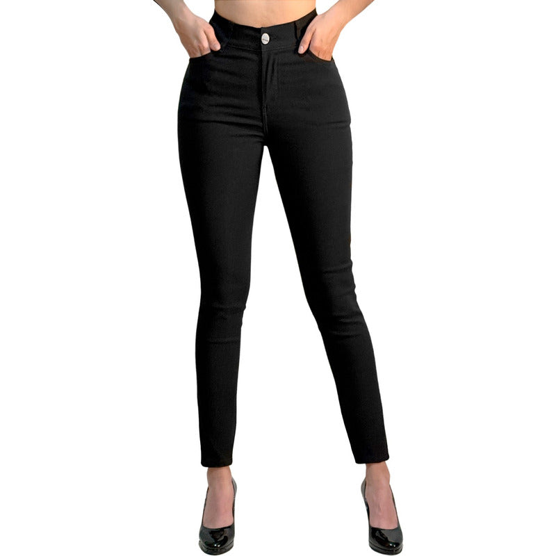 Pantalón Vestir Mujer Stretch Corte Ajustado Tiro Alto