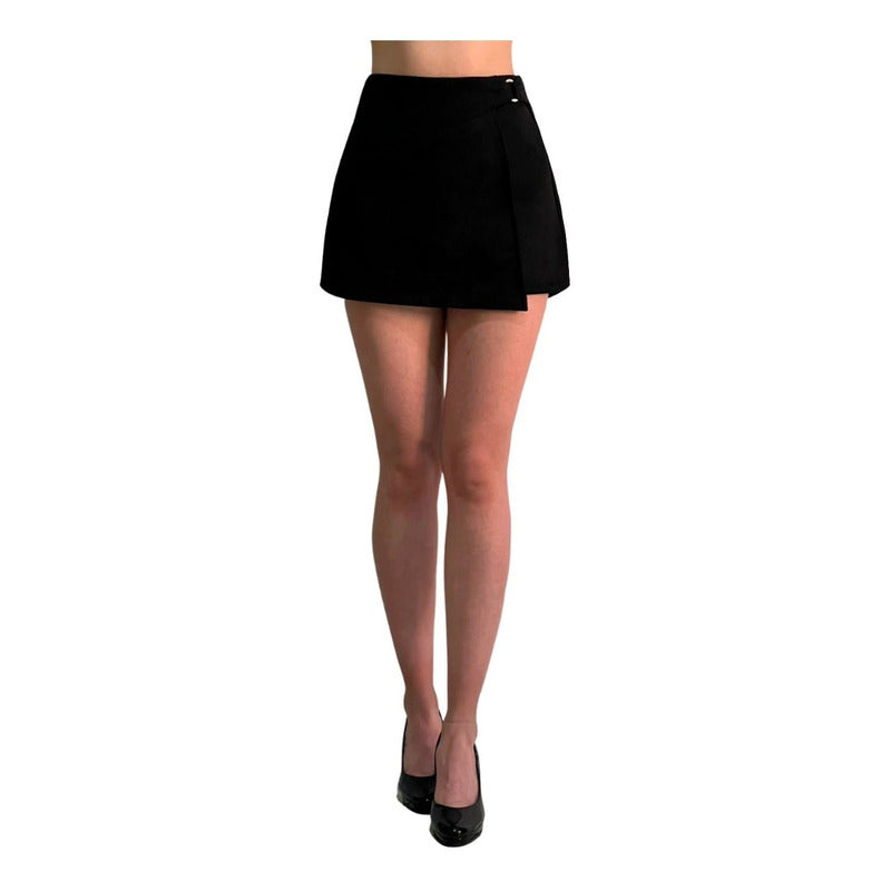 Short Falda Suede Con Aro Metálico