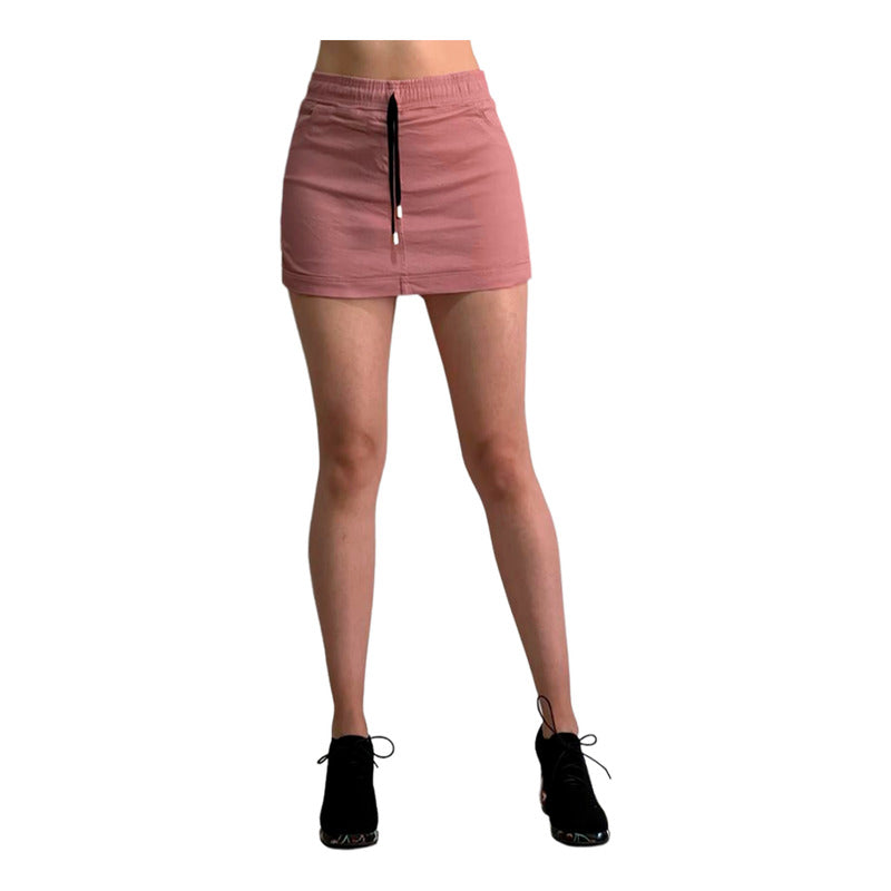 Short Falda 2 Piezas Mujer Gabardina Skinny