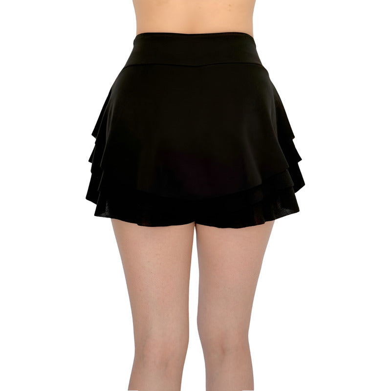 Short Falda A Capas Tiro Alto Stretch