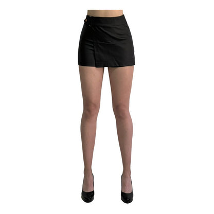 Short Falda 2 Piezas Con Broche Vinipiel + Negro Relieve
