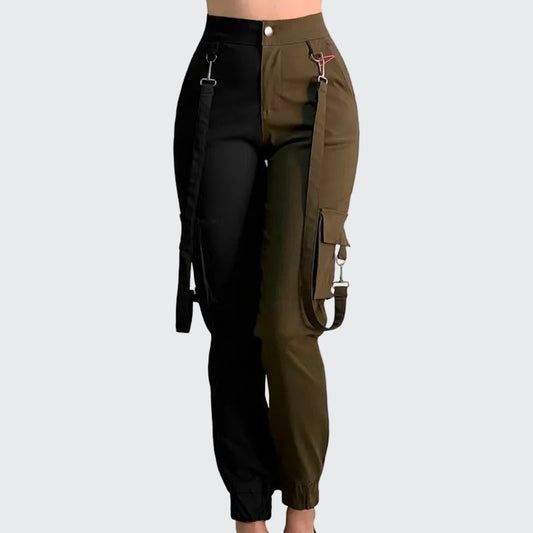 Jogger Cargo Bicolor Con Tirantes Desmontables Stretch Mujer - AIDEE GIAN