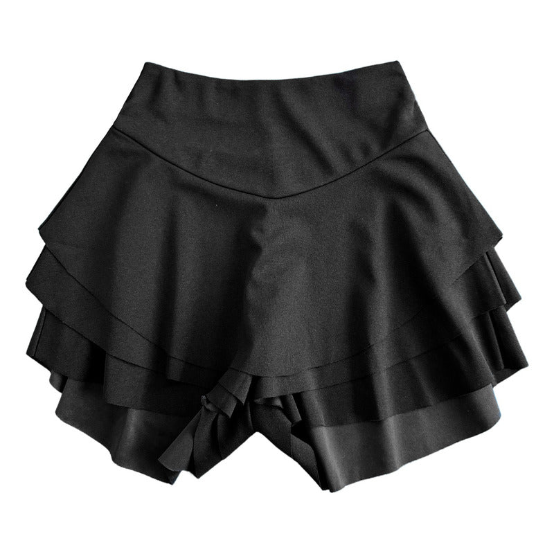 Short Falda A Capas Tiro Alto Stretch