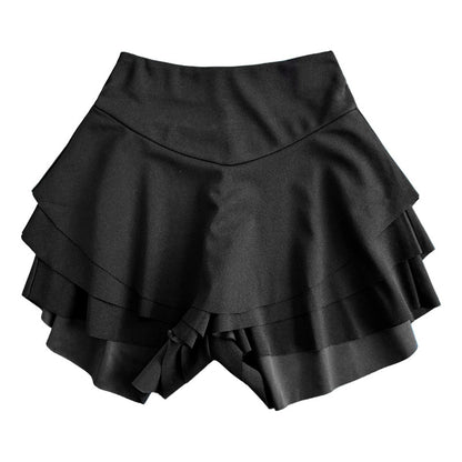 Short Falda A Capas Tiro Alto Stretch