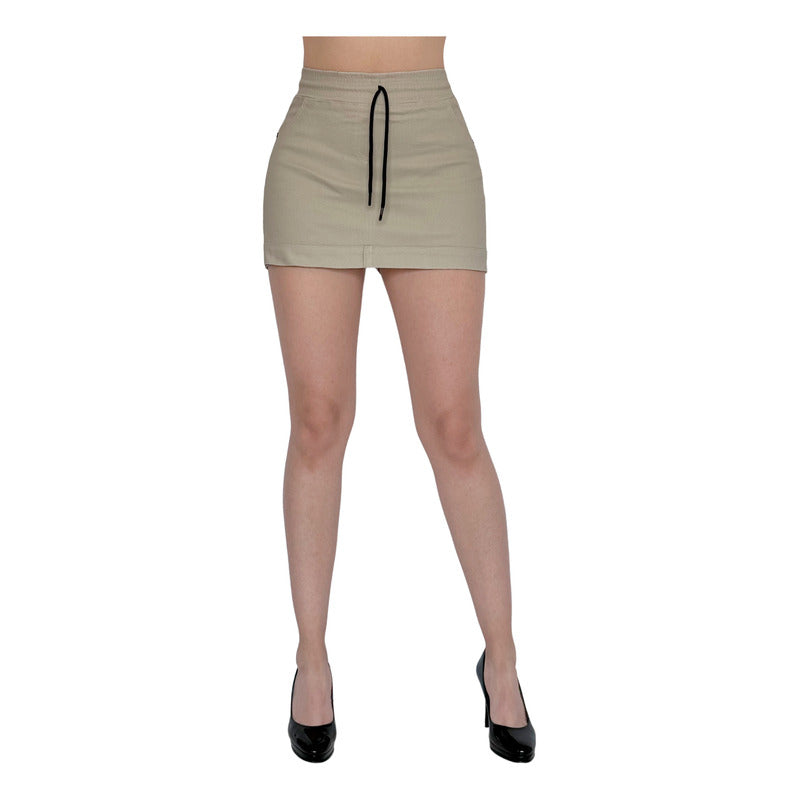 Short Falda 2 Piezas Mujer Gabardina Skinny