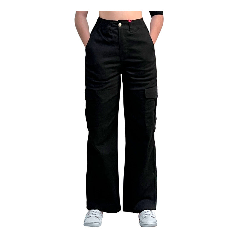 Jogger Cargo Mujer Wide Leg Gabardina Holgado