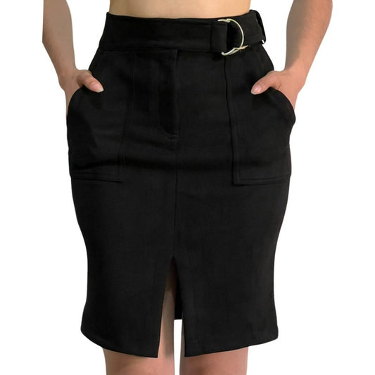 Falda Suede Elegante A La Rodilla