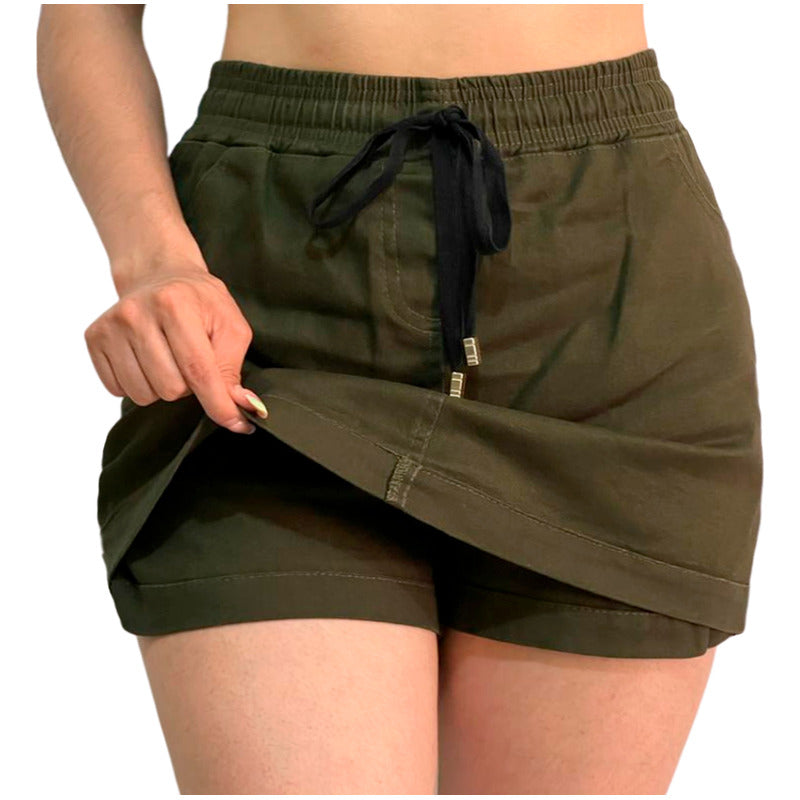 Short Falda 2 Piezas Mujer Gabardina Skinny