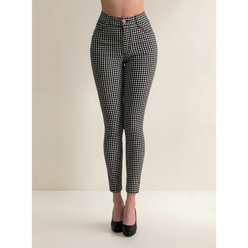 Pantalón Dama Cuadrado Corte Vaquero Tiro Alto