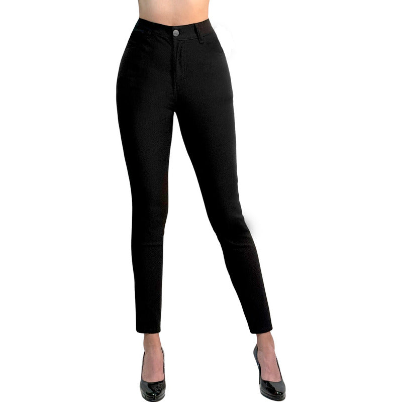 Pantalón Vestir Mujer Stretch Corte Ajustado Tiro Alto