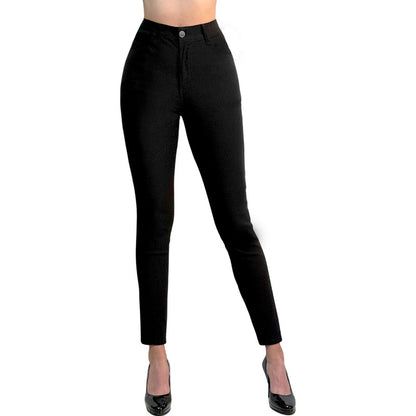 Pantalón Vestir Mujer Stretch Corte Ajustado Tiro Alto