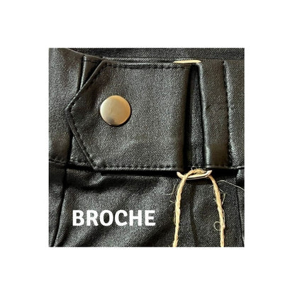 Short Falda 2 Piezas Con Broche Vinipiel + Negro Relieve