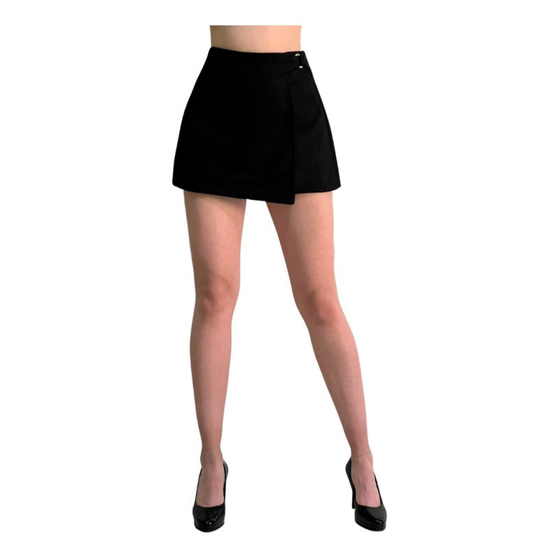 Short Falda Suede Con Aro Metálico
